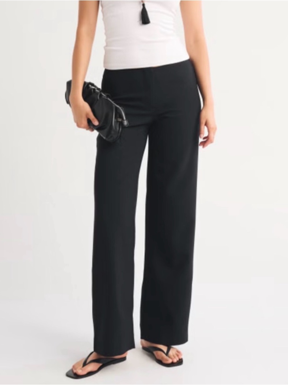 Abercrombie Clean Waist Low Rise Waistless Tailored Wide Leg Pants